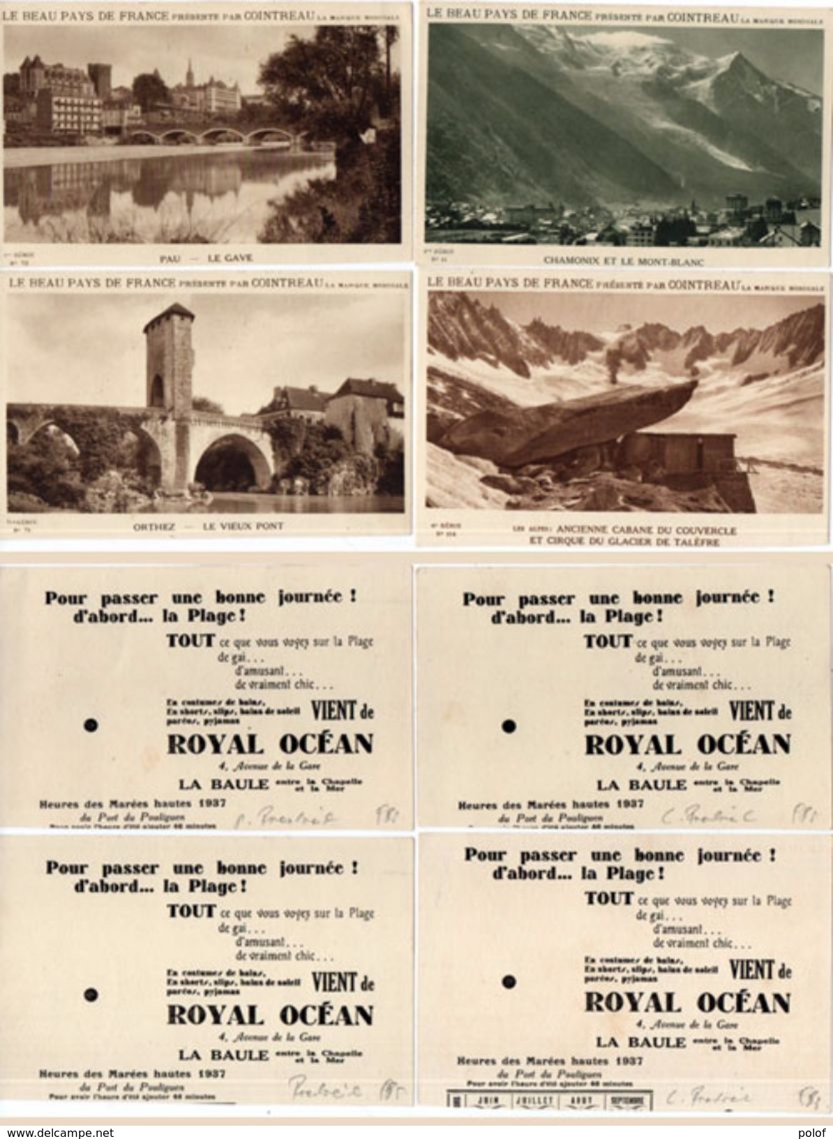 Le Beau Pays De France Présenté Par "Cointreau" - 4 CPA - Orthez, Chamonix, Pau, Glacier De Talèfre  (100913) - Reclame