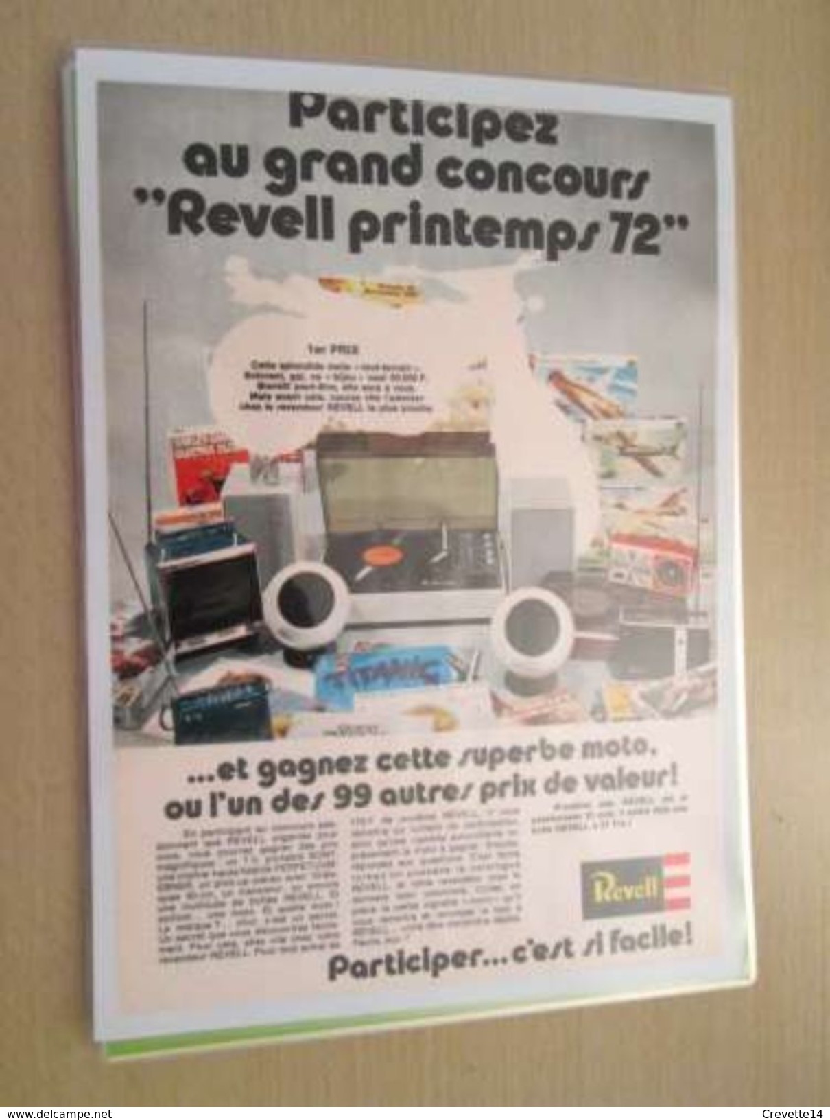 MAQUETTES REVELL CONCOURS PRINTEMPS 72 -  Pour  Collectionneurs ... PUBLICITE  Page De Revue Des Années 70 Plastifiée P - Other & Unclassified