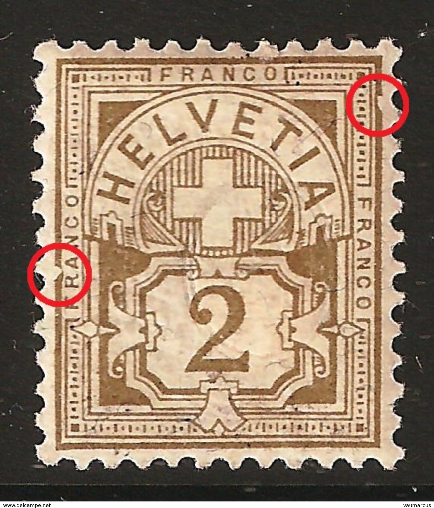 Zu  58A / Mi 50X / YT 63 "ovale Large" VARIÉTÉS */MH SBK * 50,- ++ Voir Scan Recto/verso + Description - Unused Stamps