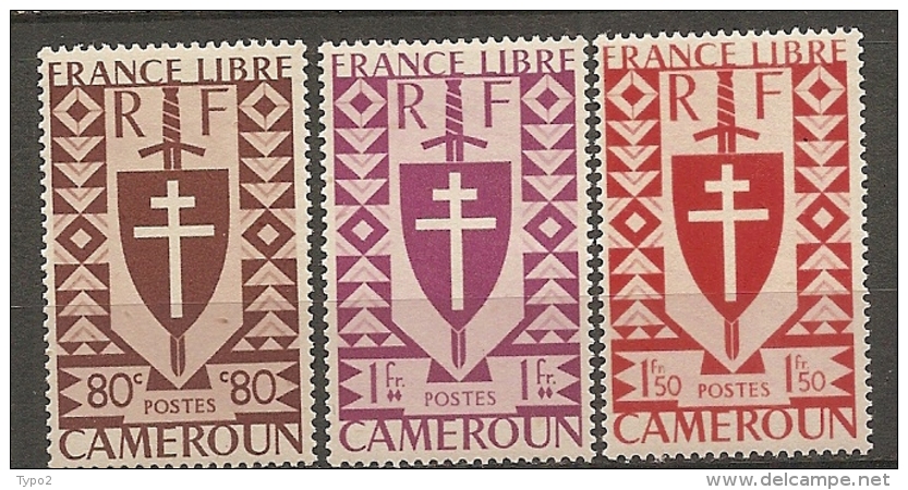 CAMEROUN - Yv. N° 254 à 256   *  80c,1f,1f50   Série Londres Cote  1,5 Euro  BE 2 Scans - Neufs