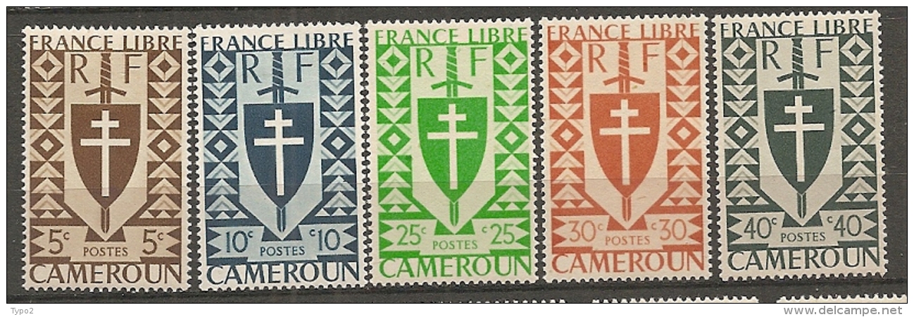 CAMEROUN - Yv. N° 249 à 253   *  5c à 40c   Série Londres Cote  1 Euro  BE 2 Scans - Neufs