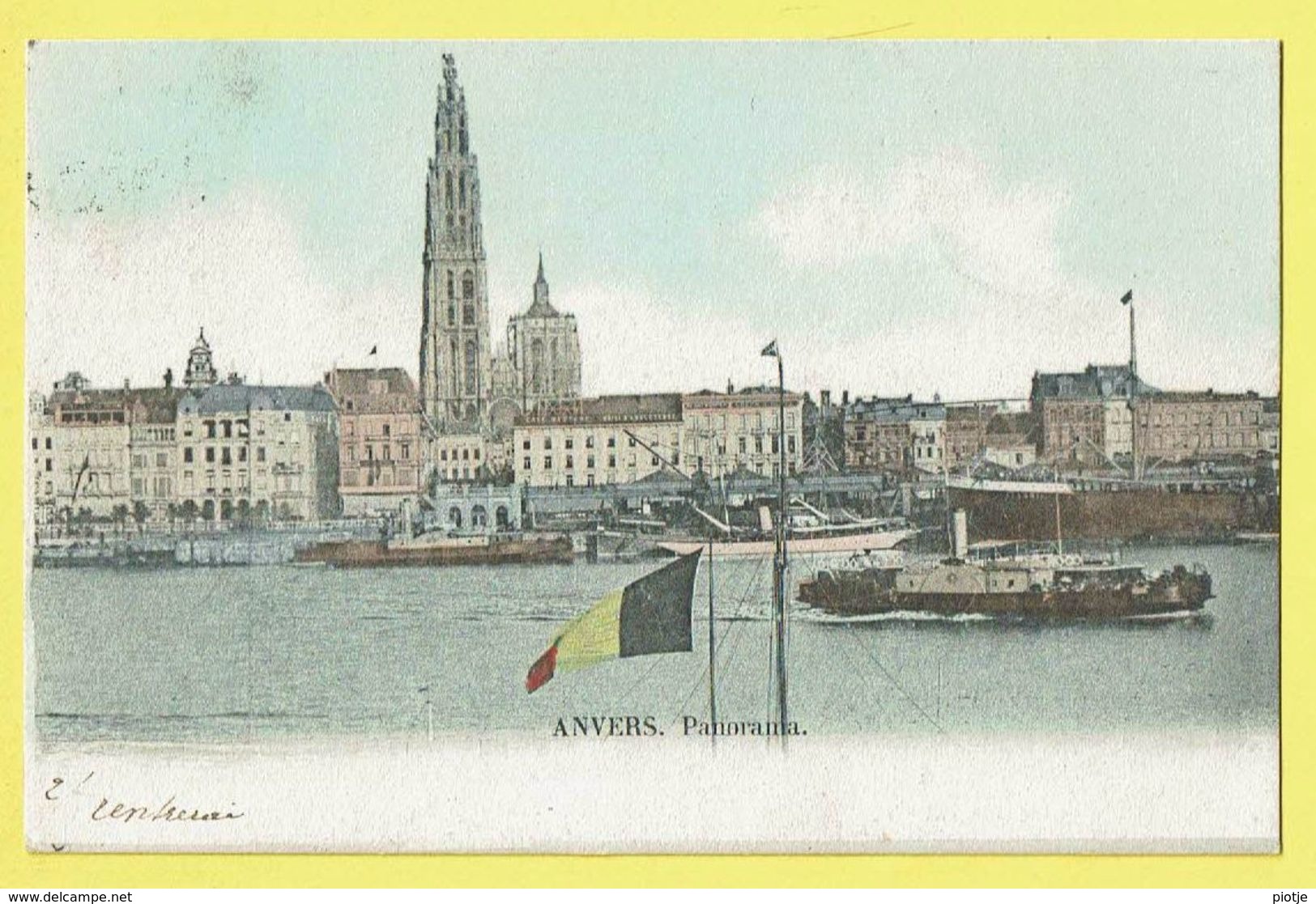 * Antwerpen - Anvers - Antwerp * Panorama, Vue Générale, Cathédrale, Schelde Escaut, Bateau, Péniche, Boat, Canal - Antwerpen