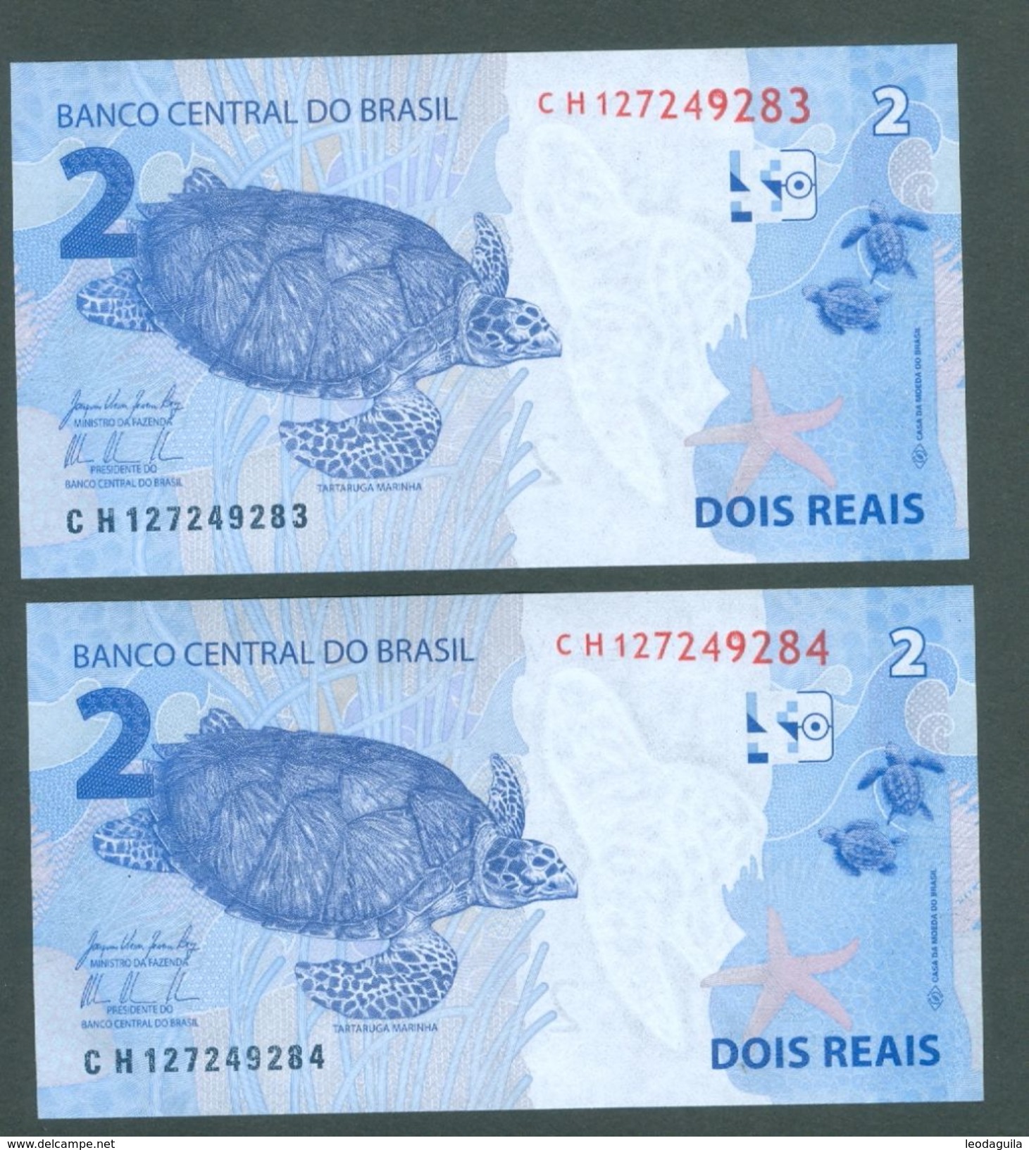 BRAZIL CURRENCY  - 2 REAIS  - 3 Banknotes 2010 - Brazil