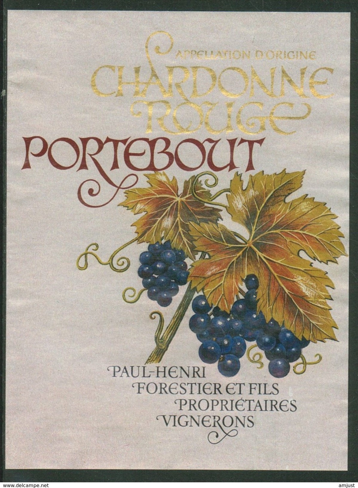 Rare // Etiquette // Chardonne Rouge, Paul-Henri Forestier, Chardonne, Vaud, Suisse - Autres & Non Classés