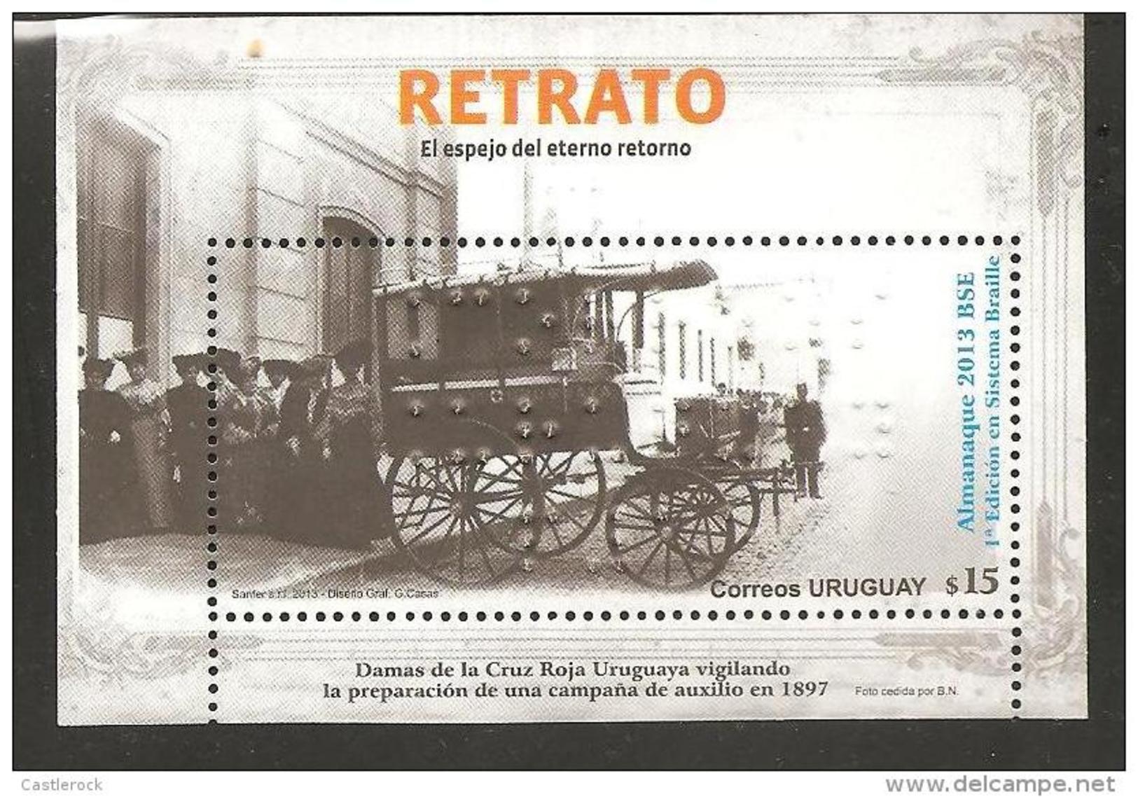 O) 2013 URUGUAY, ANTIQUE CAR, LADY OF THE RED CROSS, BRAILLE SYSTEM, SOUVENIR MNH. - Uruguay