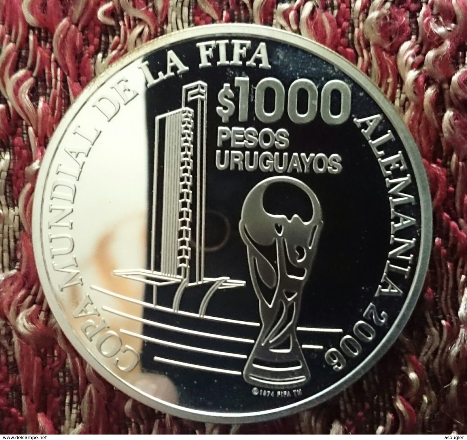 URUGUAY 1000 PESOS URUGUAYOS 2005 SILVER PROOF "XVIII World Championship Football - Germany 2006" - Uruguay