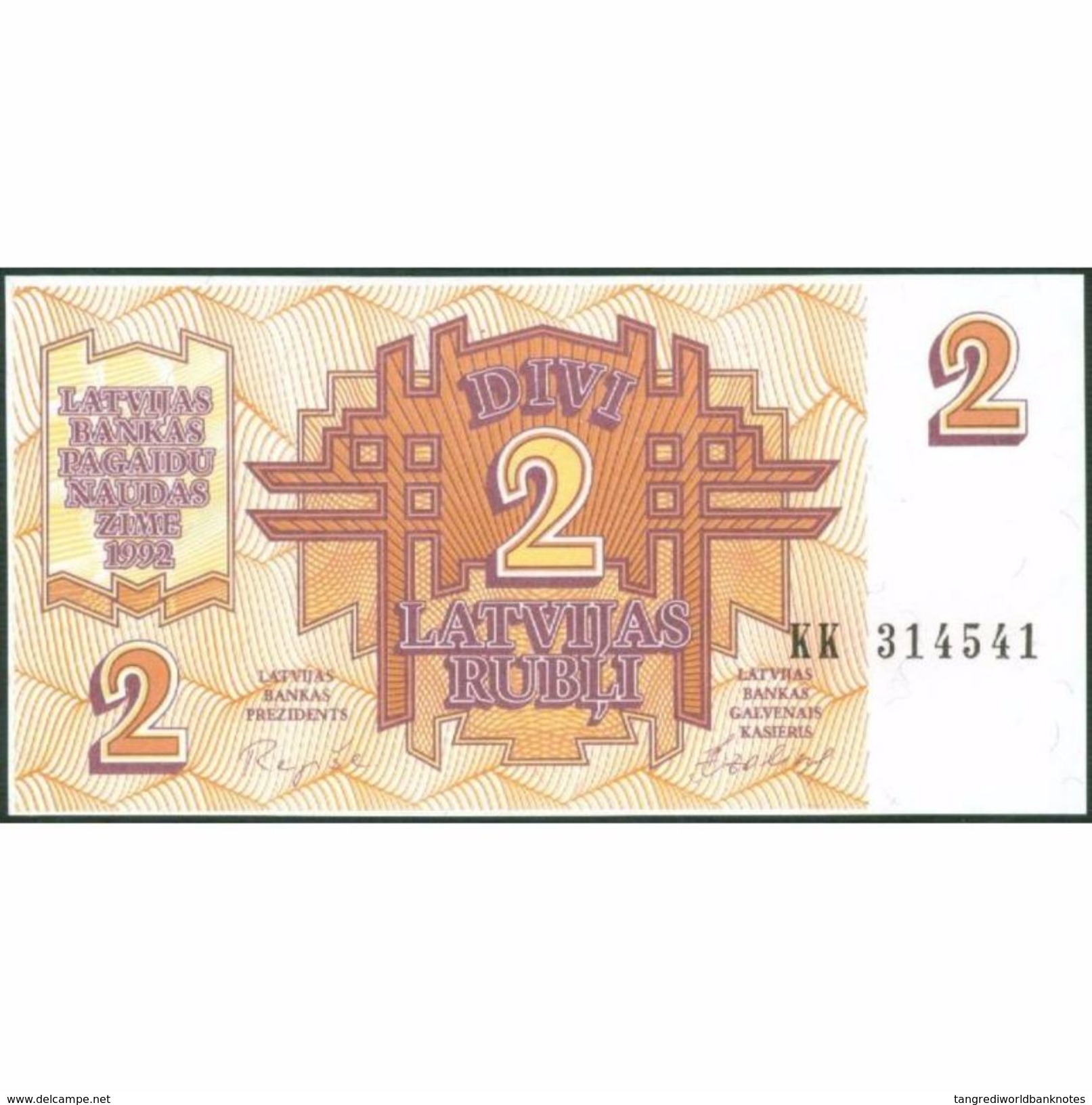 TWN - LATVIA 36 - 2 Rubles 1992 Prefix KK UNC - Letland