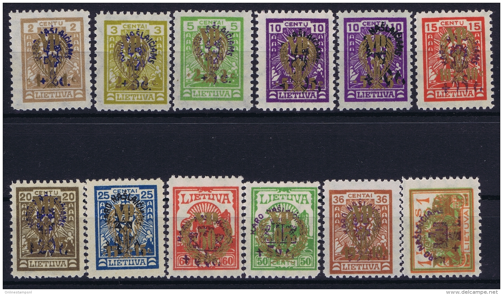 LITAUEN Lithuania 1926 Mi 257 - 267 + 260 X MH/* Falz/ Charniere - Litauen