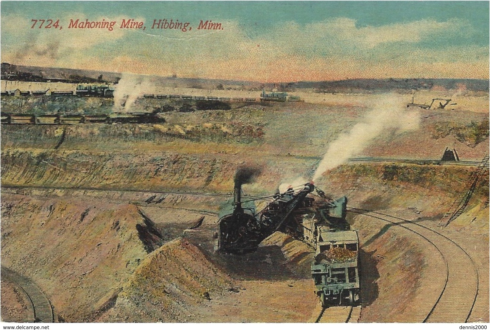 7724, Mahoning Mine,Hibbing,Minn.  - Colored - Pub. By News Tribune - Minerals