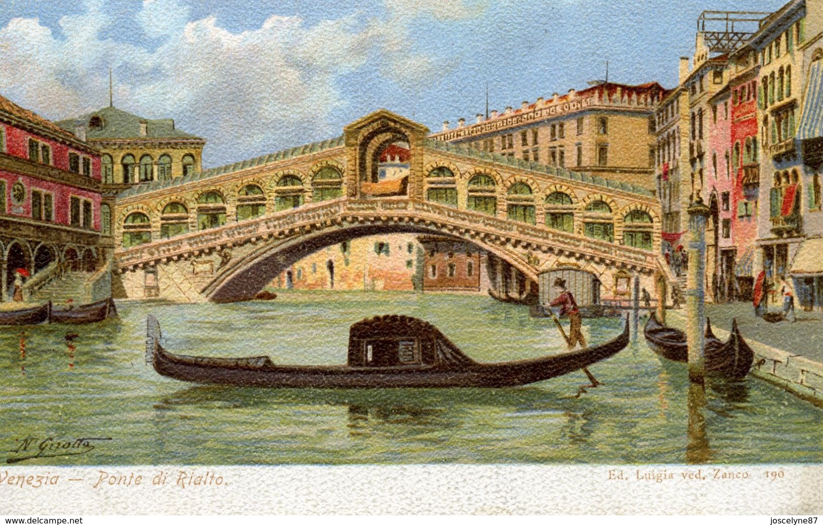 Bateau Type "Gondole" - VENEZIA - VENISE - Ponte Di Rialto - Illustration Girotta - Autres & Non Classés