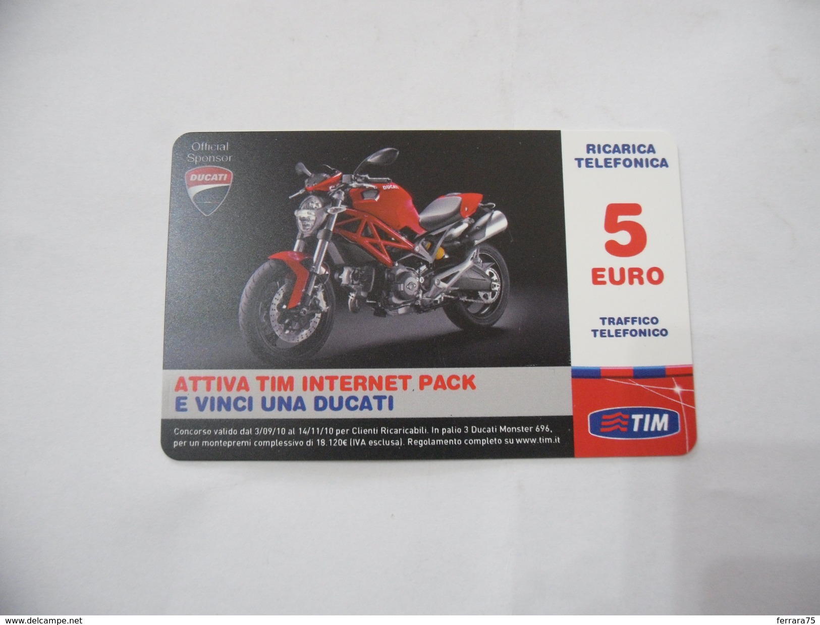 RICARICA TELEFONICA USATA TIM DUCATI. - Schede GSM, Prepagate & Ricariche