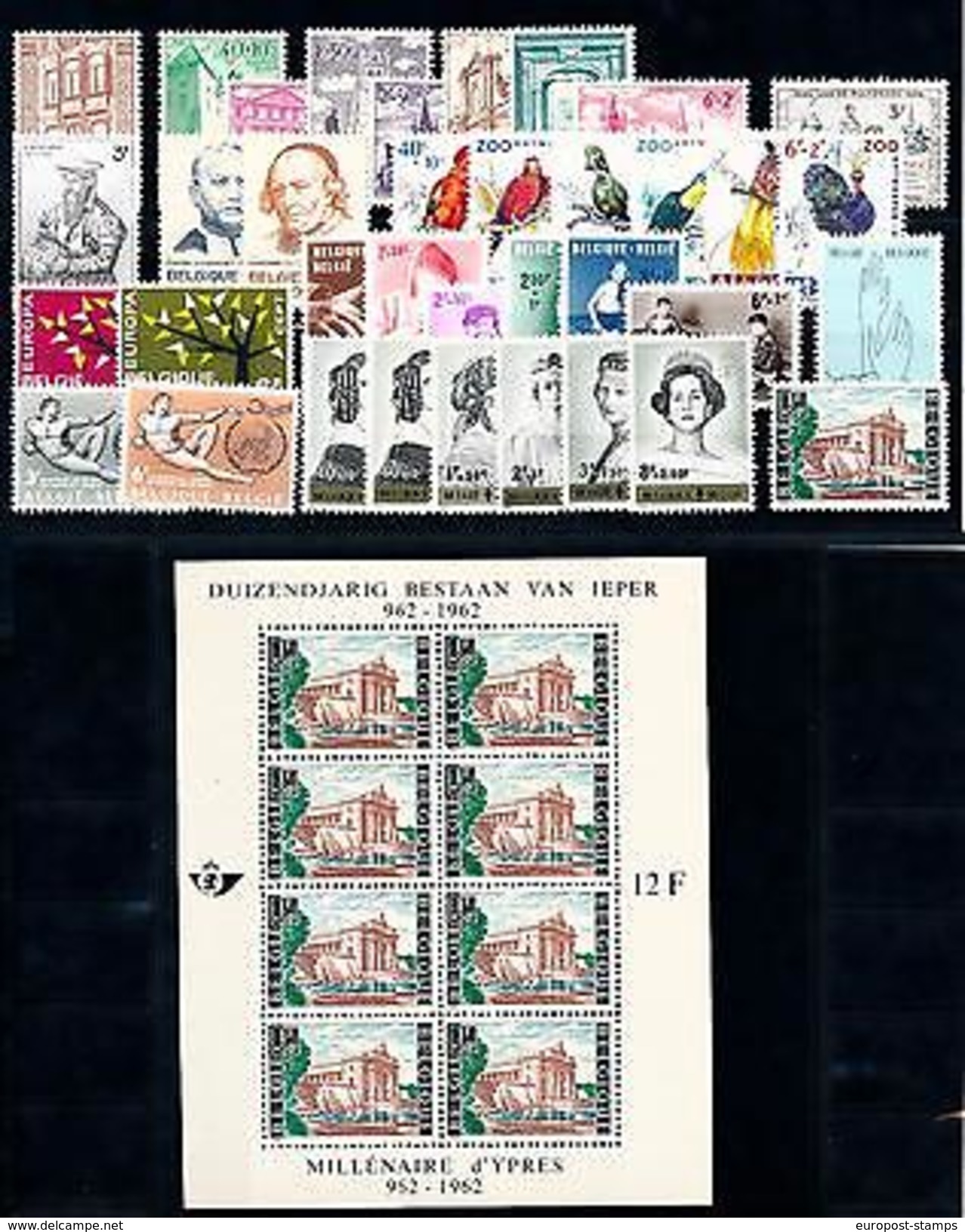Belgium Belgien Belgique 1962 Complete Year Set Included Sheet MNH - Other & Unclassified