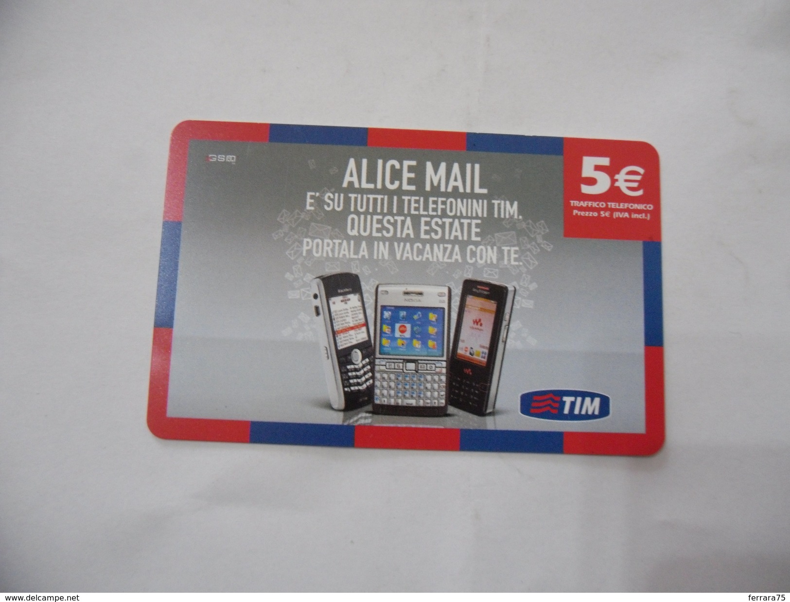 RICARICA TELEFONICA USATA TIM  ALICE MAIL. - Schede GSM, Prepagate & Ricariche