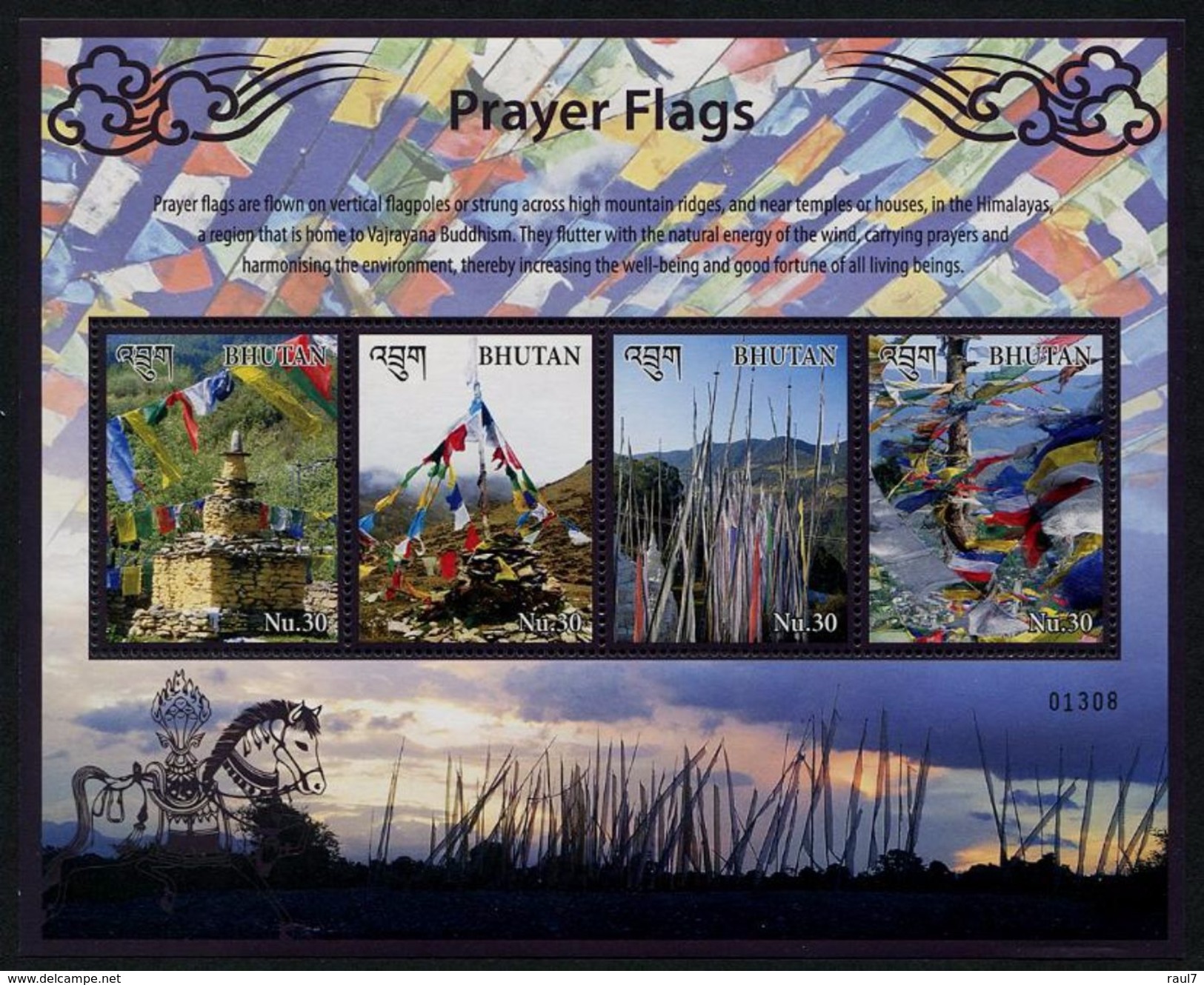 BHUTAN 2016 - Religion, Drapeau De Prière - Feuillet Neufs // Mnh - Bhoutan