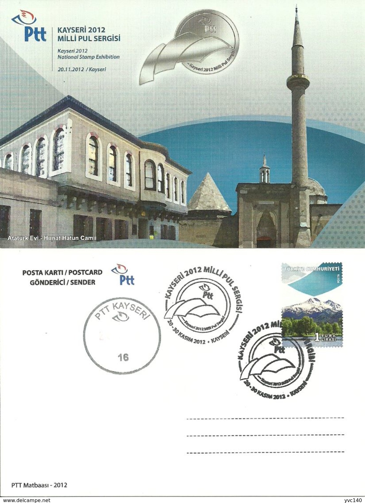Turkey; 2012 "National Stamp Exhibition, Kayseri" Special Portfolio - Postwaardestukken