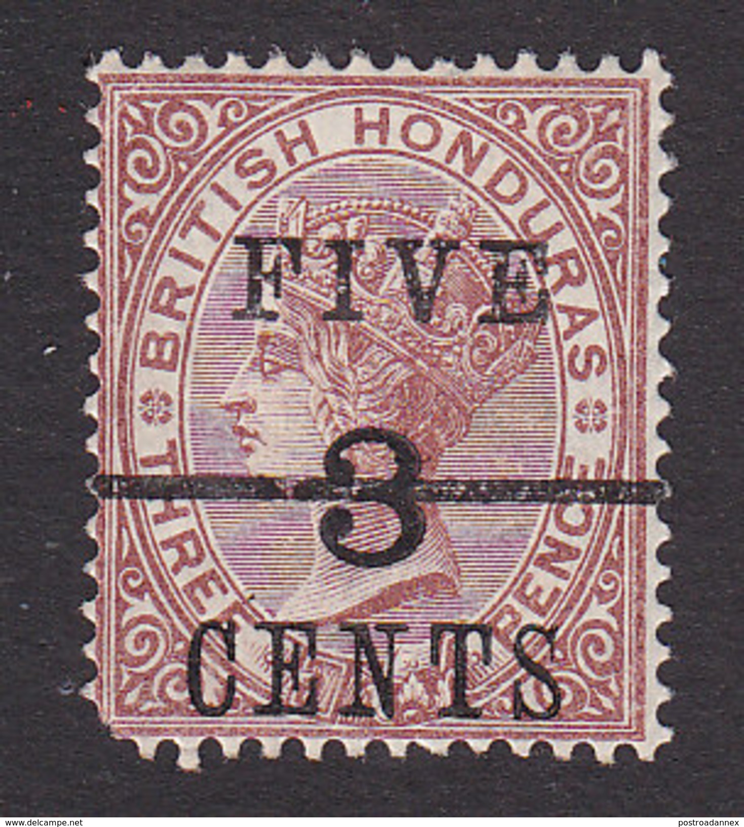 British Honduras, Scott #35, Mint Hinged, Victoria Surcharged, Issued 1891 - Honduras Britannique (...-1970)