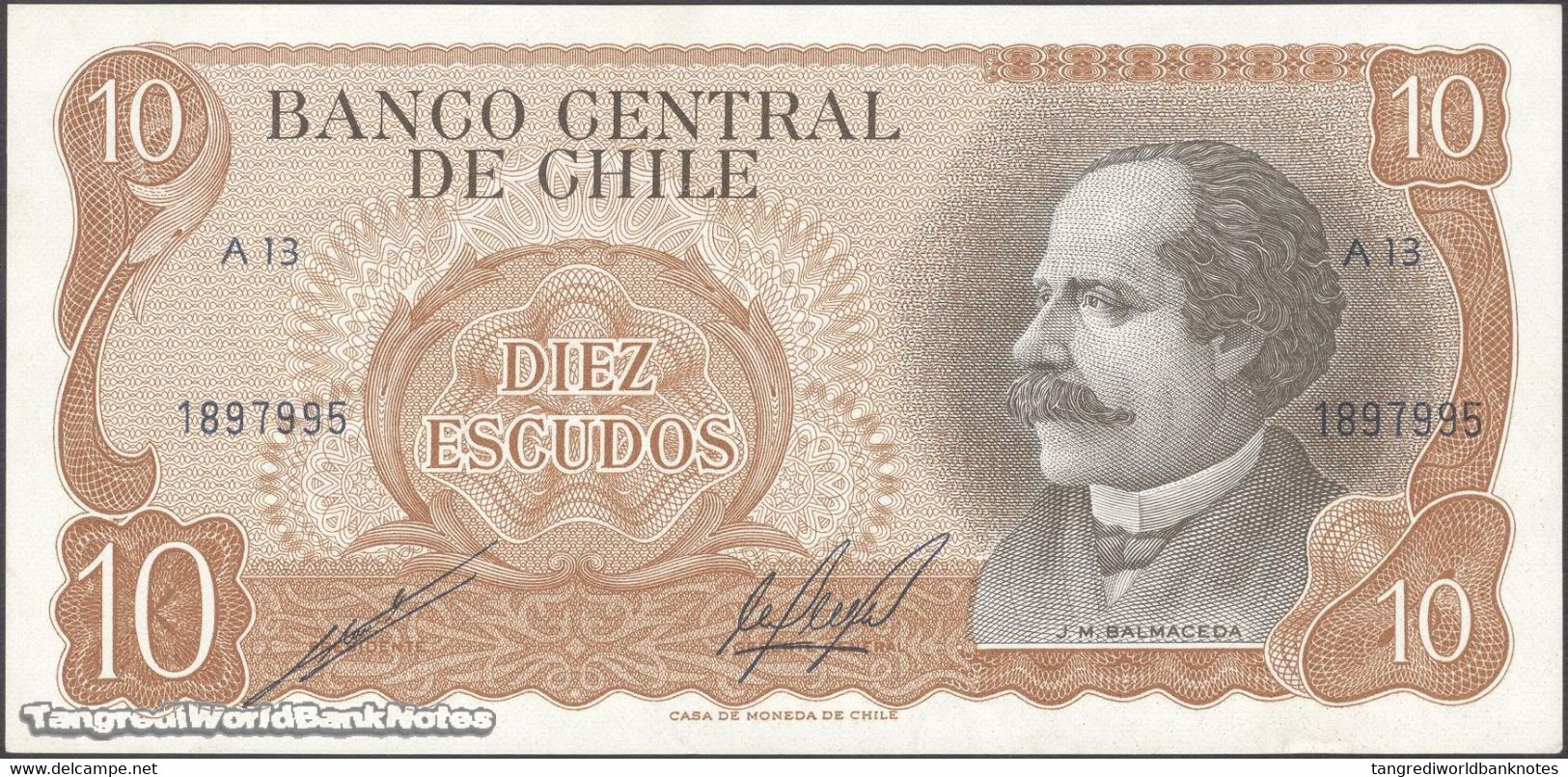 TWN - CHILE 143b - 10 Escudos 1976 Serie A 13 - Signatures: Cano & Molina UNC - Chile