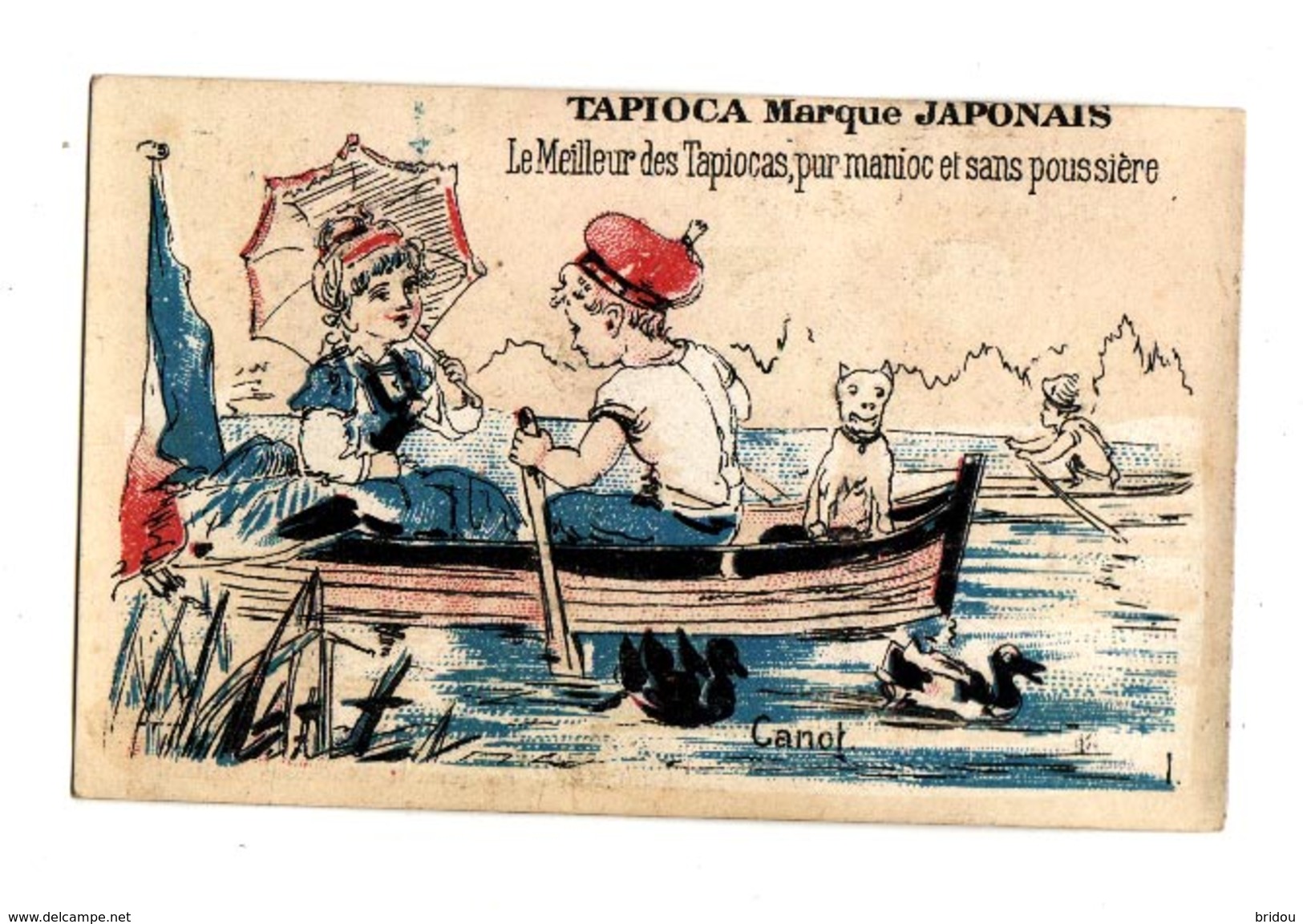 Chromo  TAPIOCA JAPONAIS   Couple Et Chien   Canot - Autres & Non Classés