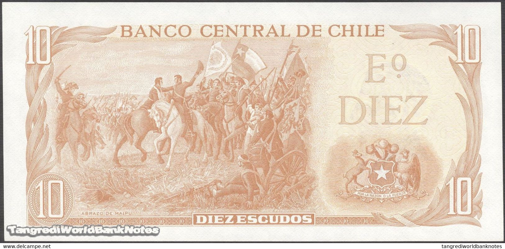 TWN - CHILE 143b - 10 Escudos 1976 Serie A 18 - Signatures: Cano & Molina UNC - Cile