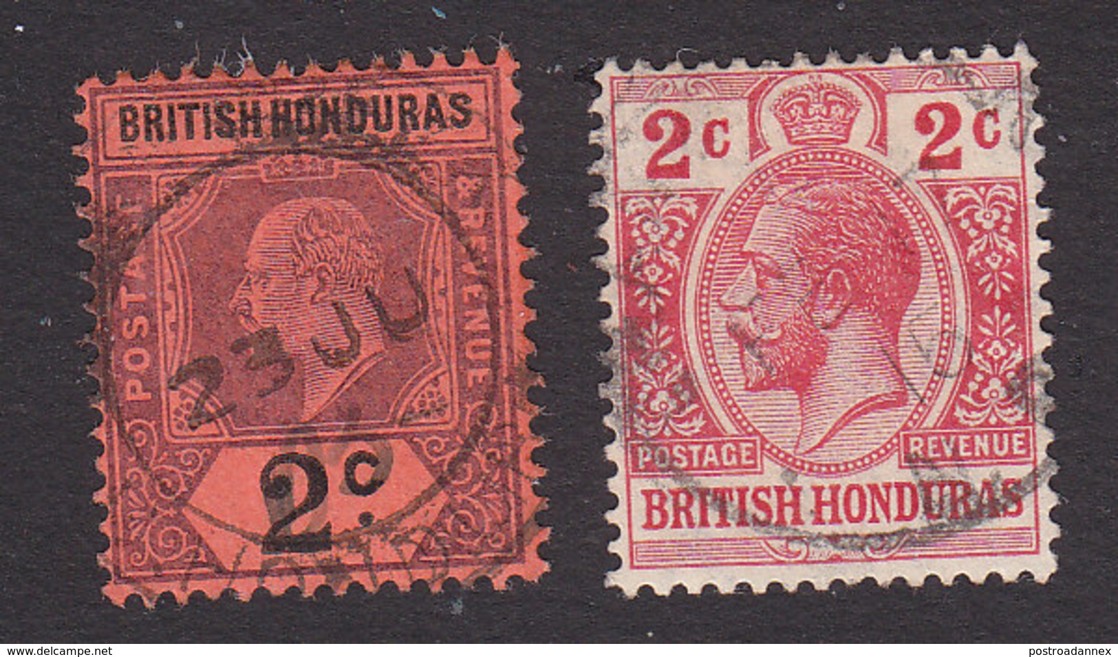 British Honduras, Scott #63, 76, Used, Edward VII And George V, Issued 1902, 1913 - Brits-Honduras (...-1970)