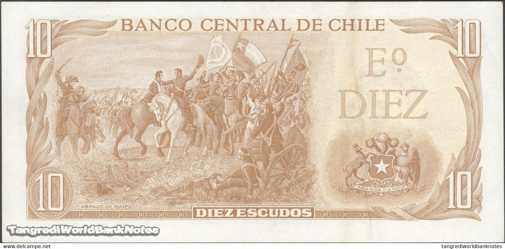 TWN - CHILE 143b - 10 Escudos 1976 Serie A 19 - Signatures: Cano & Molina UNC - Cile