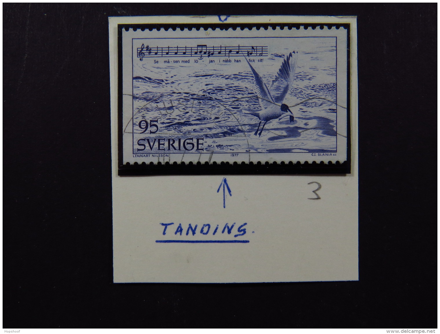 Stamp Sweden 95 Sverige Bird Music Notes Plate Error - Andere & Zonder Classificatie