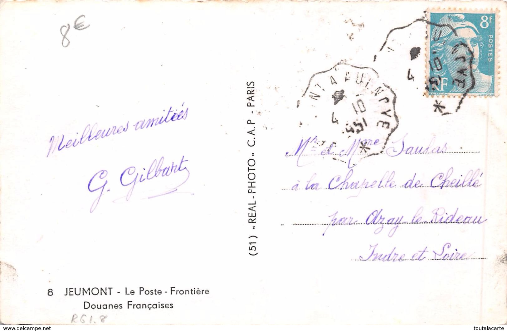 CPSM 59 JEUMONT LE POSTE FRONTIERE DOUANES FRANCAISES 1951 - Jeumont