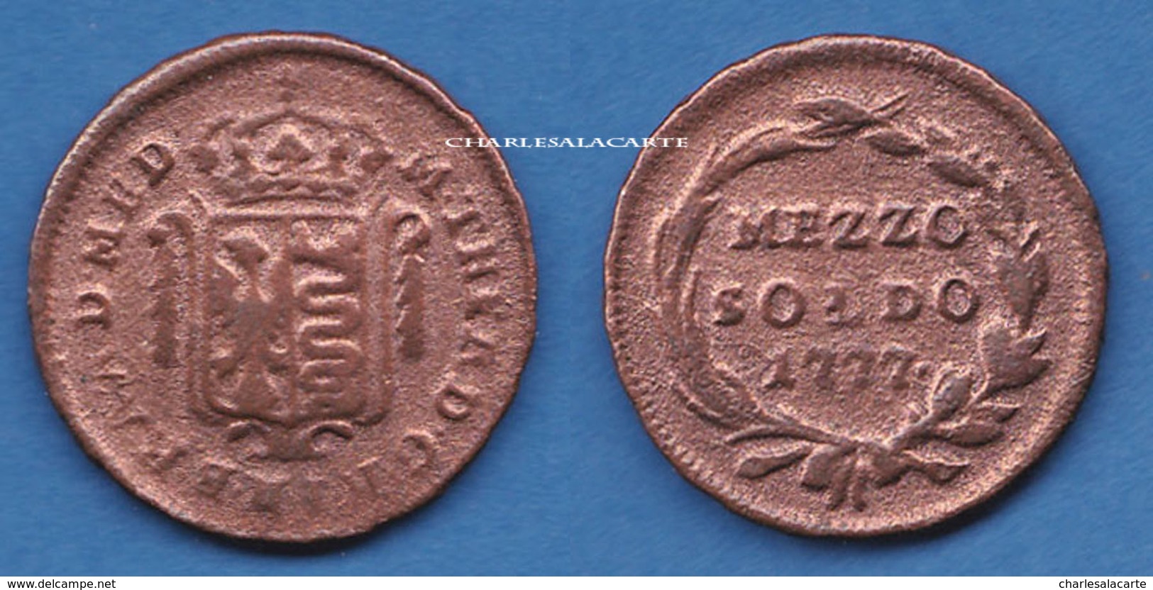 ITALY LOMBARDY 1777 COPPER  MEZZO SOLDO VERY GOOD- FINE CONDITION PLEASE SEE SCAN - Lombardo-Veneto