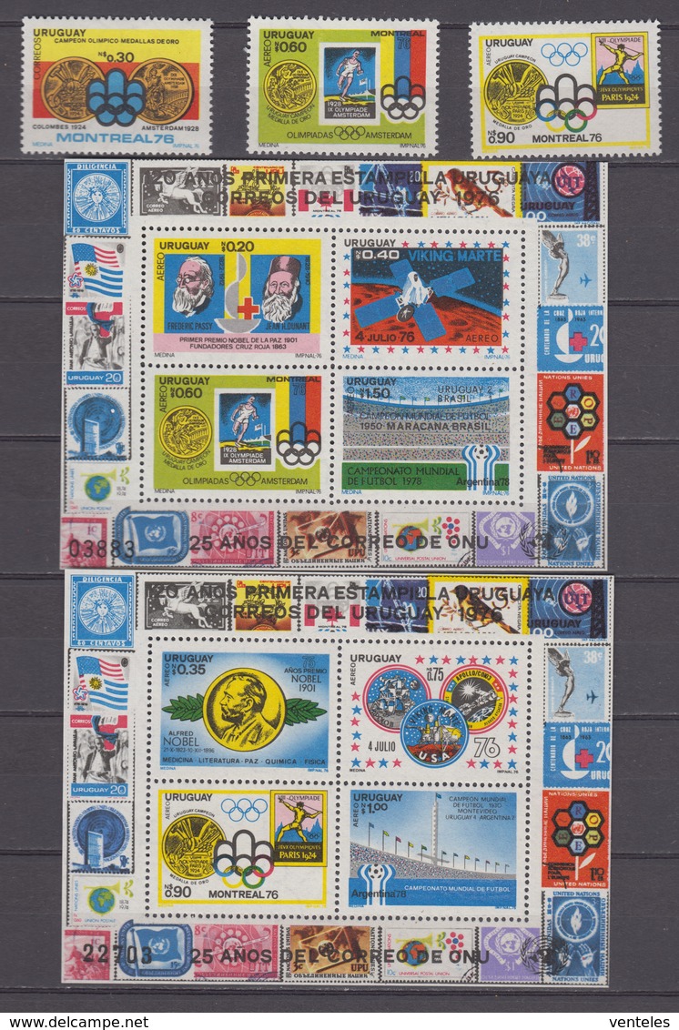 Uruguay 12.11.1976 Mi # 1433  Bl. 31-32 Montreal Summer Olympics, 1978 FIFA World Cup, Viking Mission MNH OG - Zomer 1976: Montreal