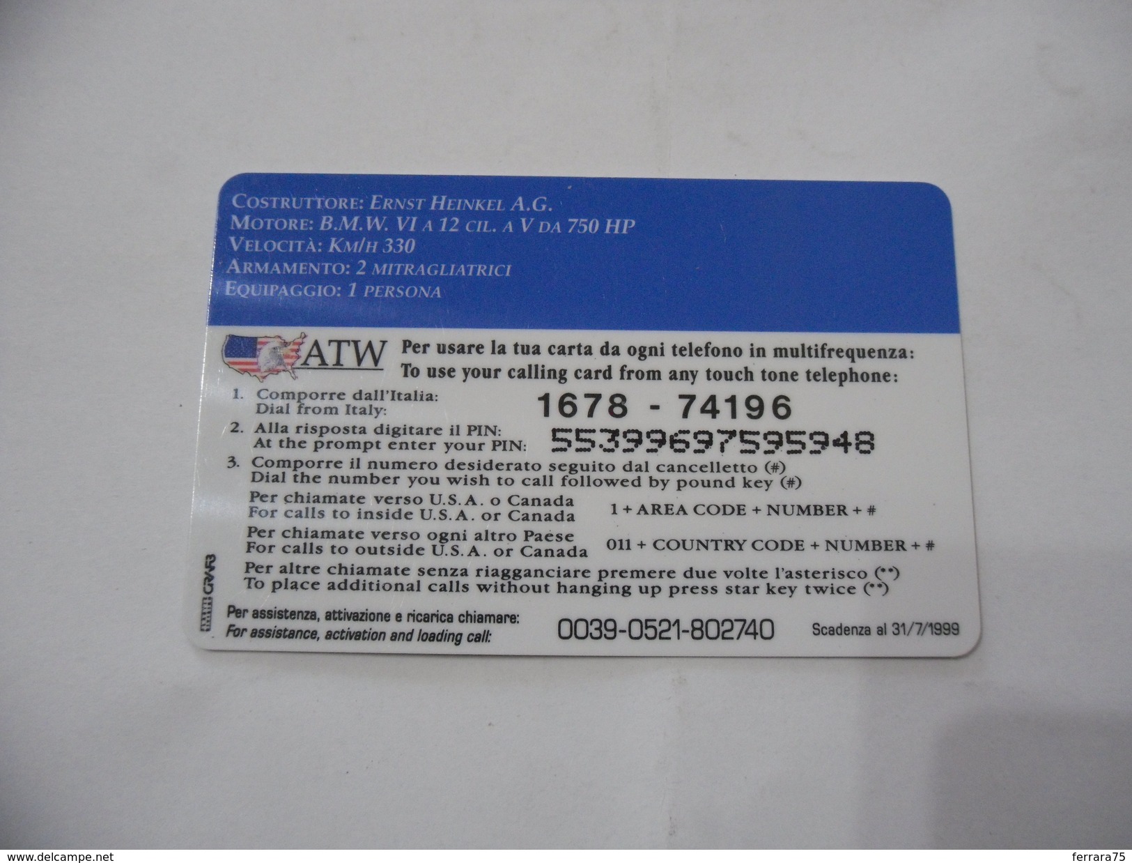 CARTA TELEFONICA PHONE CARD ATW. - Other - Europe