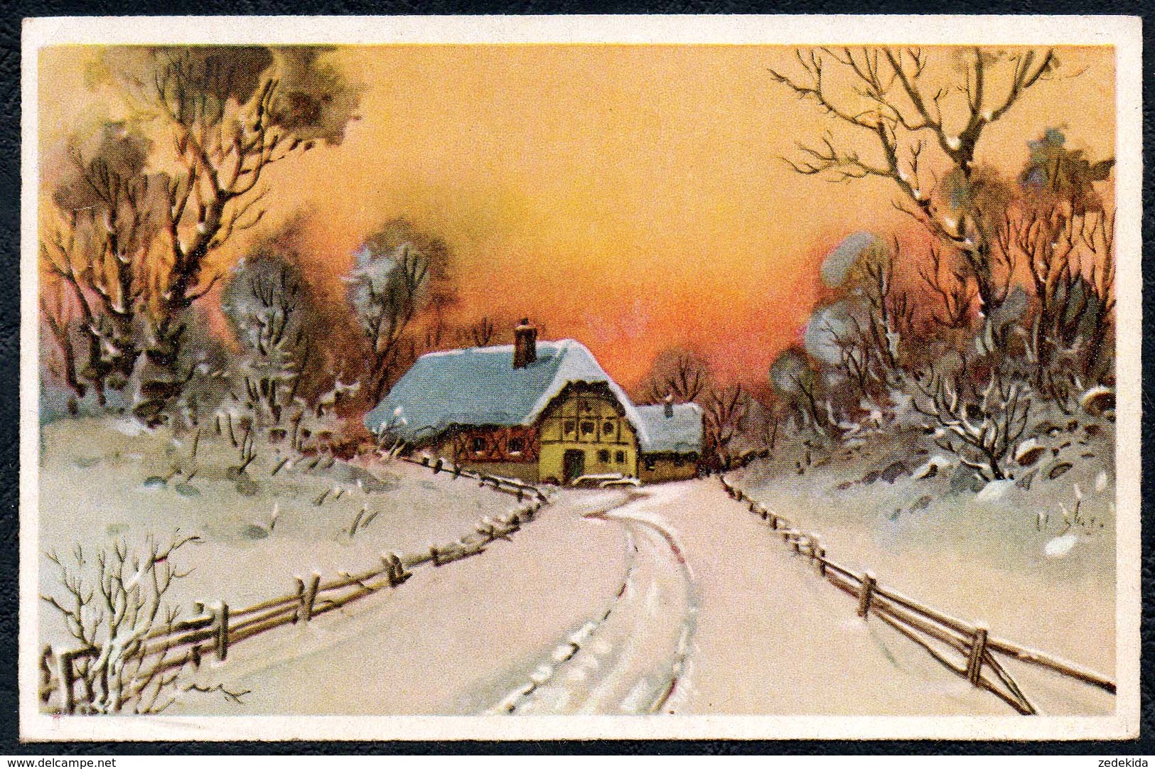 A8064 - Alte Glückwunschkarte - Künstlerkarte - Winterlandschaft - SBZ Aue 1947 - Sonstige & Ohne Zuordnung