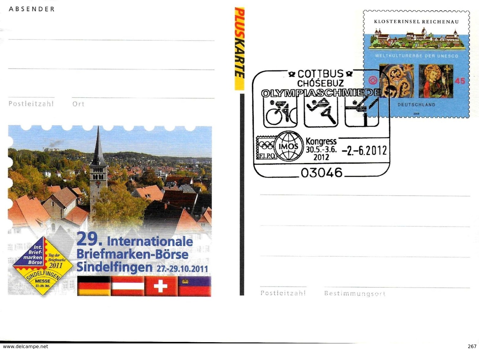 ALLEMAGNE Carte  PAP 2012  Cottbus Cyclisme Course Gymnastique - Ciclismo