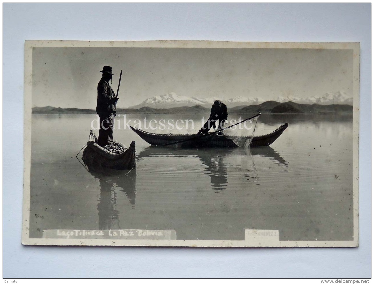 BOLIVIA LAGO TITICACA LA PAZ  Fisherman Boat Old Postcard  Indios - Bolivie