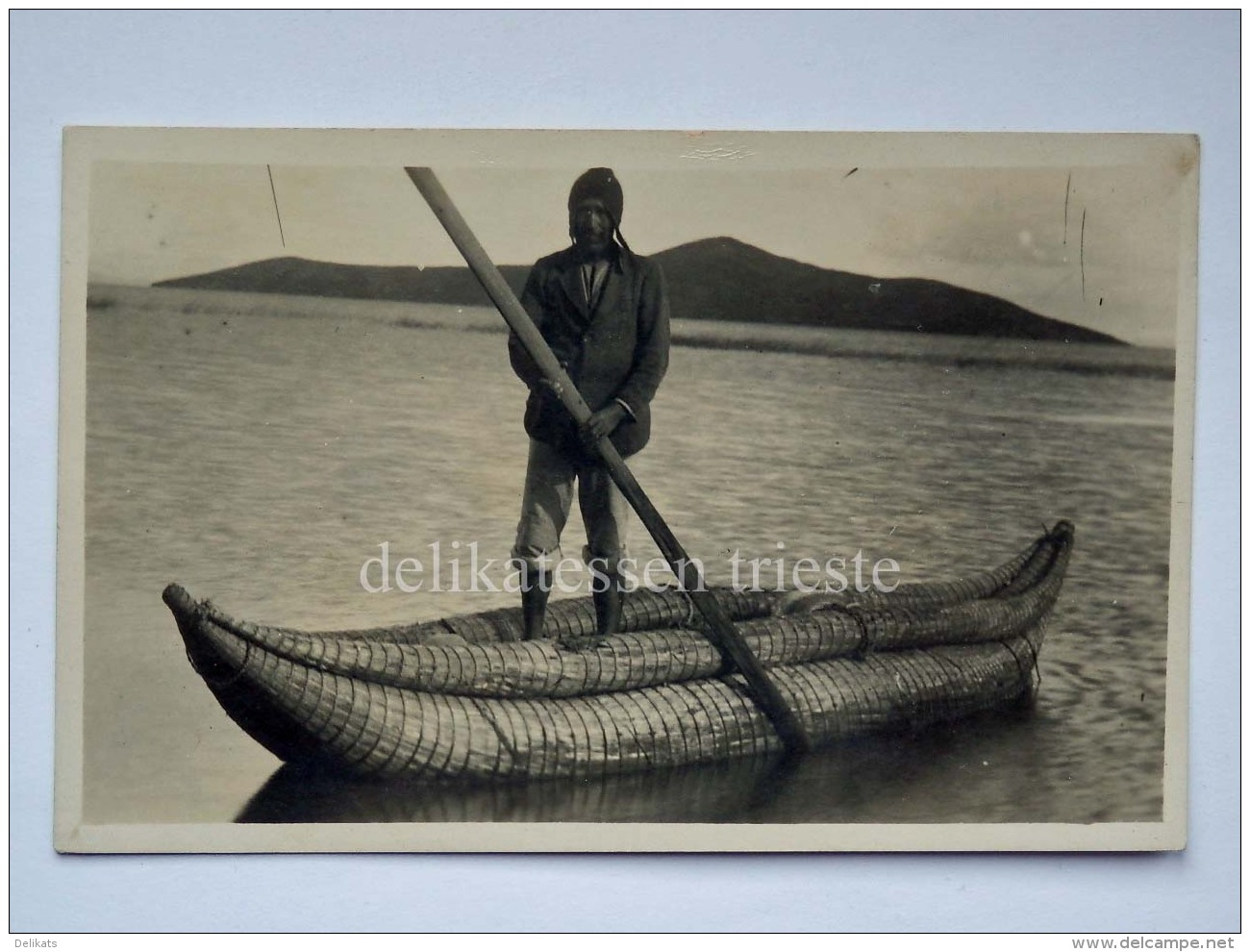 BOLIVIA LAGO TITICACA  Fisherman Boat Old Postcard  Indios - Bolivie