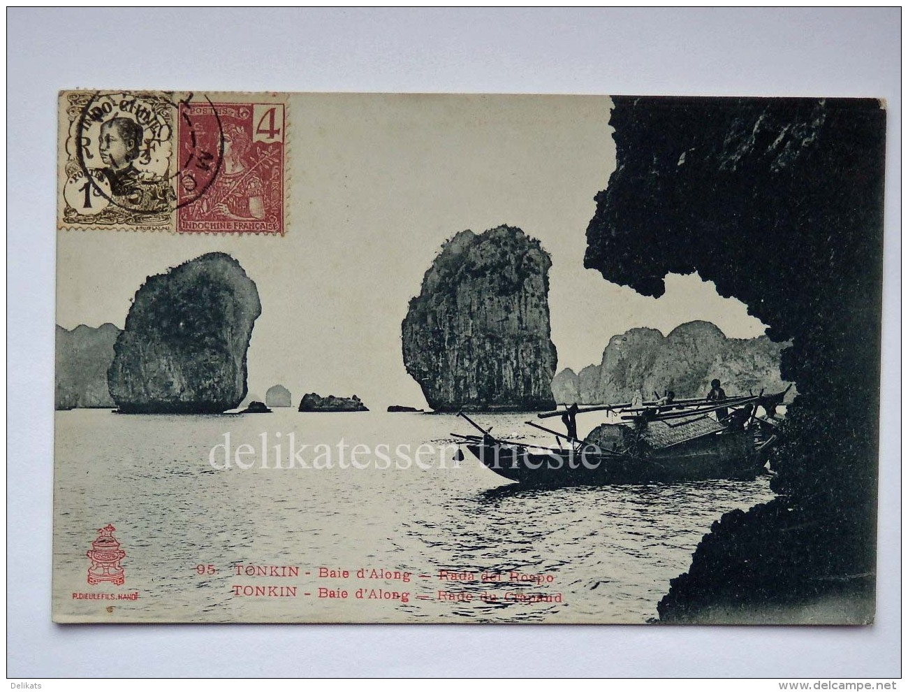 VIETNAM INDOCINA INDOCHINE FRANCE TONKIN Baie D'Along Rada Del Rospo Boat Fisherman Old Postcard - Vietnam