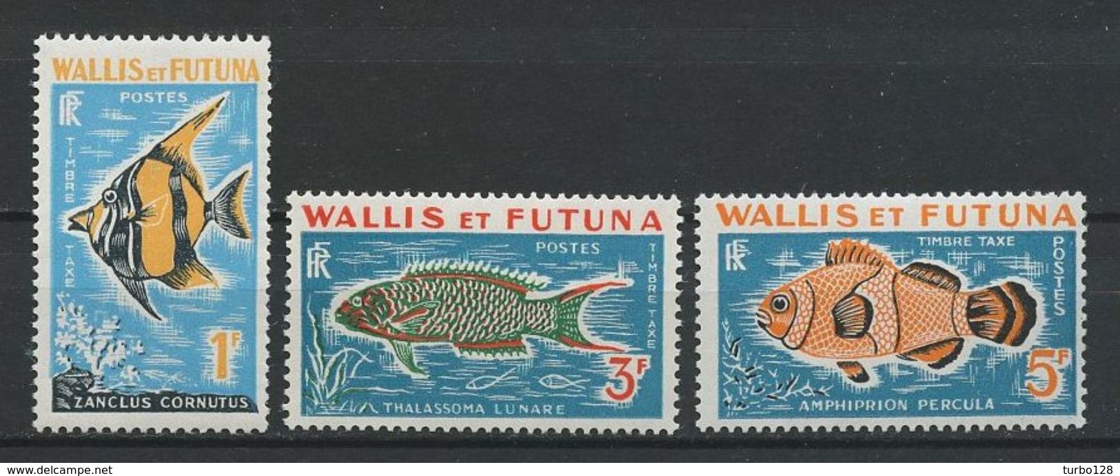 WALLIS FUTUNA 1963 TAXE N° 37 à 39 ** Neufs MNH Superbes Cote: 6 €  Faune Poissons Fishes Fauna - Timbres-taxe