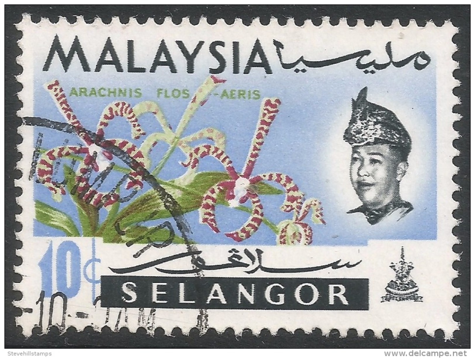 Selangor(Malaysia). 1965 Orchids. 10c Used. SG 140 - Malaysia (1964-...)