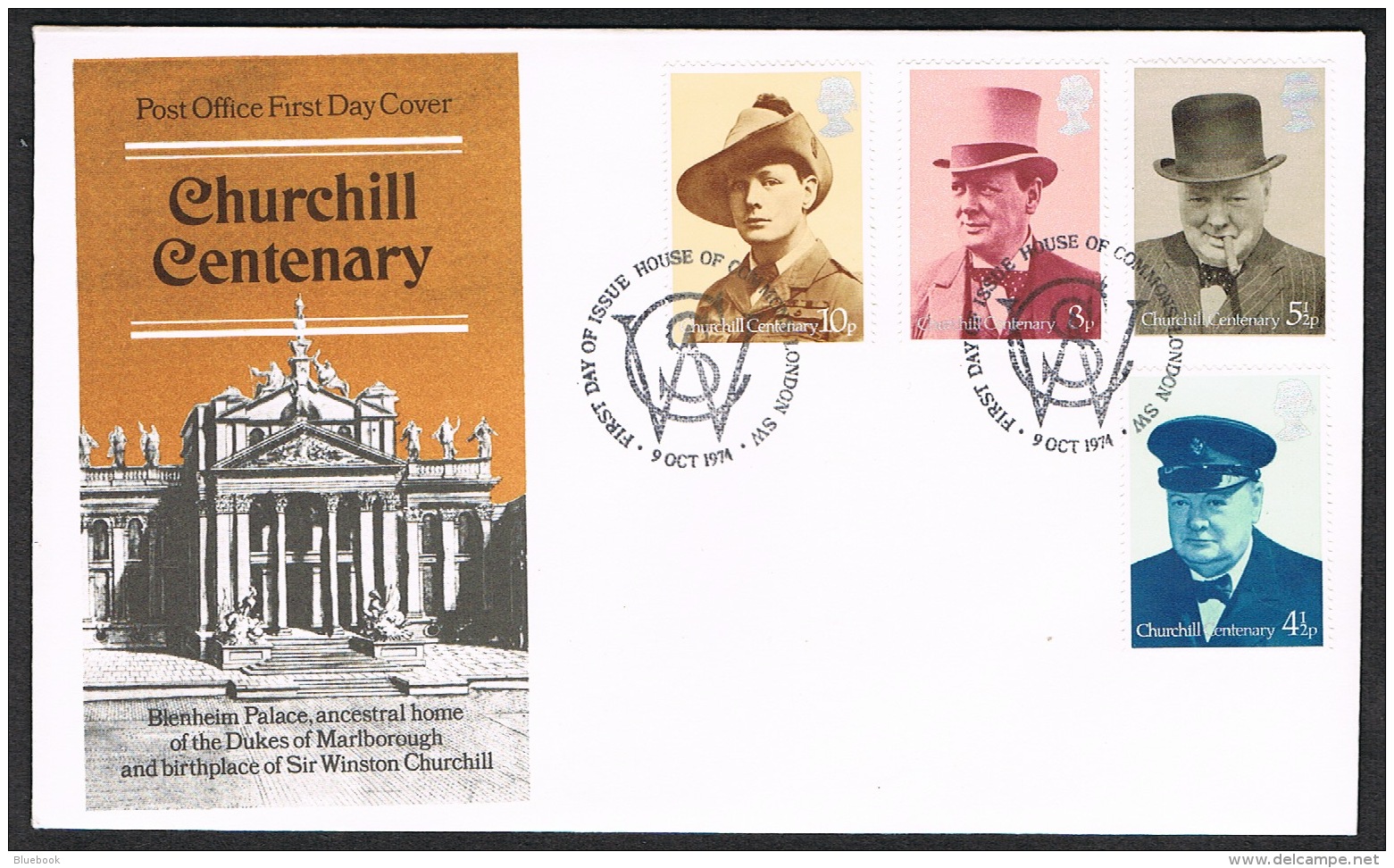 RB 1173 -  GB 1974 - Churchill FDC First Day Cover - House Of Commons Cancel - 1971-1980 Decimal Issues