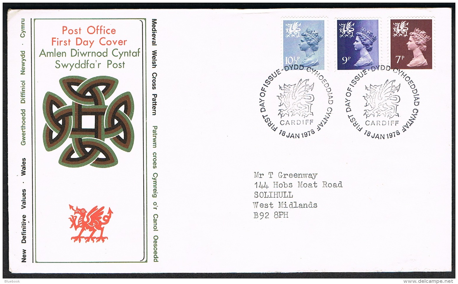 RB 1173 -  GB 1978 Wales Scotland &amp; N.I. 7p - 10p Regional Stamps 3 X FDC First Day Covers - 1971-1980 Em. Décimales