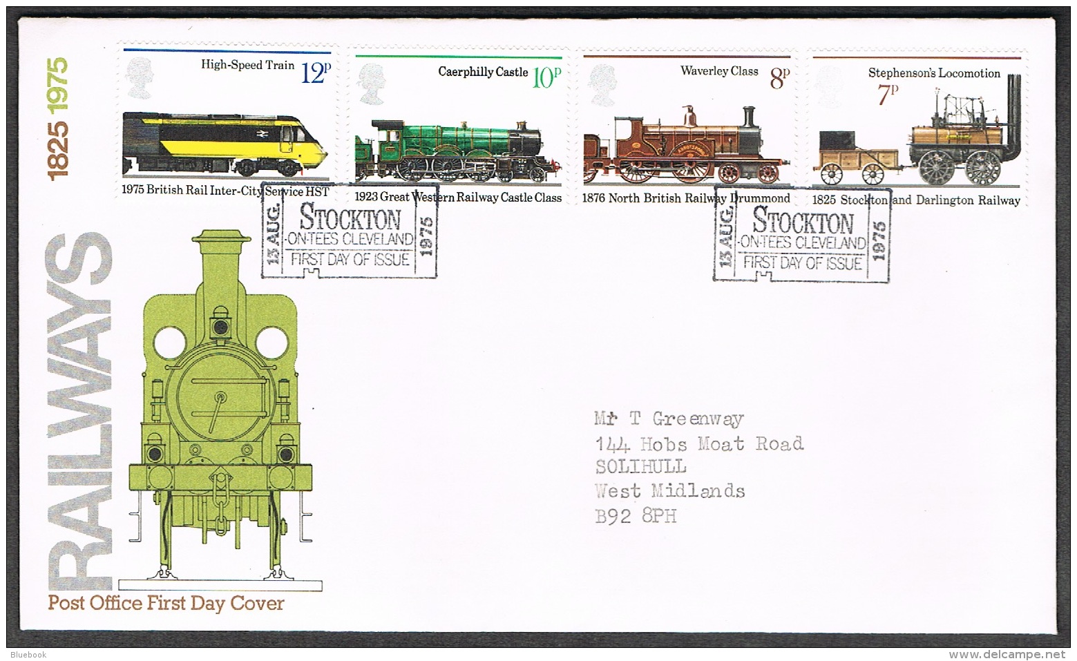 RB 1173 -  GB 1975 Railways FDC First Day Cover - Stockton Cancel - 1971-1980 Decimal Issues