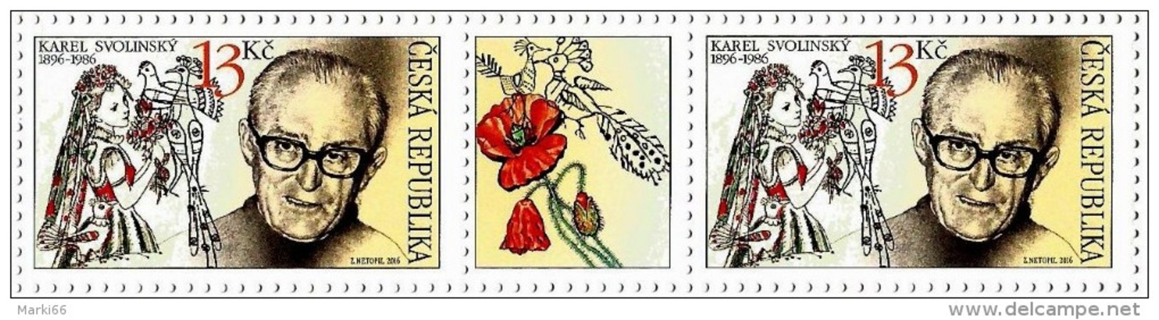 Czech Republic - 2016 - Tradition Of Czech Stamp Production - Karel Svolinsky - Mint Booklet Stamp Pair With Coupon - Nuevos