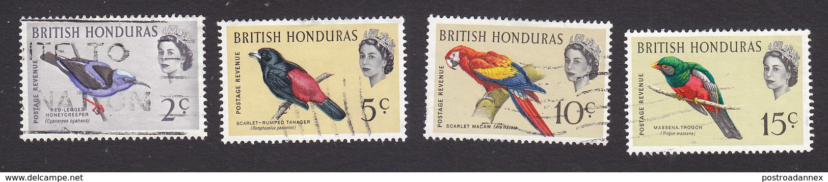British Honduras, Scott #168, 171-173, Used, Birds, Issued 1962 - British Honduras (...-1970)