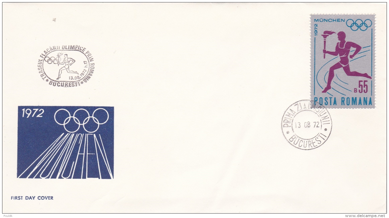 Romania Cover 1972 Olympic Summer Games In München - Torch Relay FDC (DD5-35) - Summer 1972: Munich