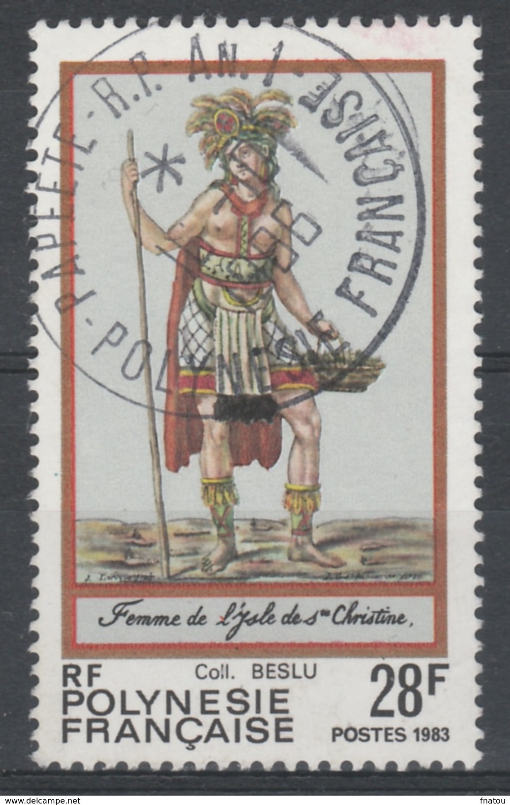 French Polynesia, Old Costume, Marquesas Islands, 28f., 1983, VFU - Used Stamps