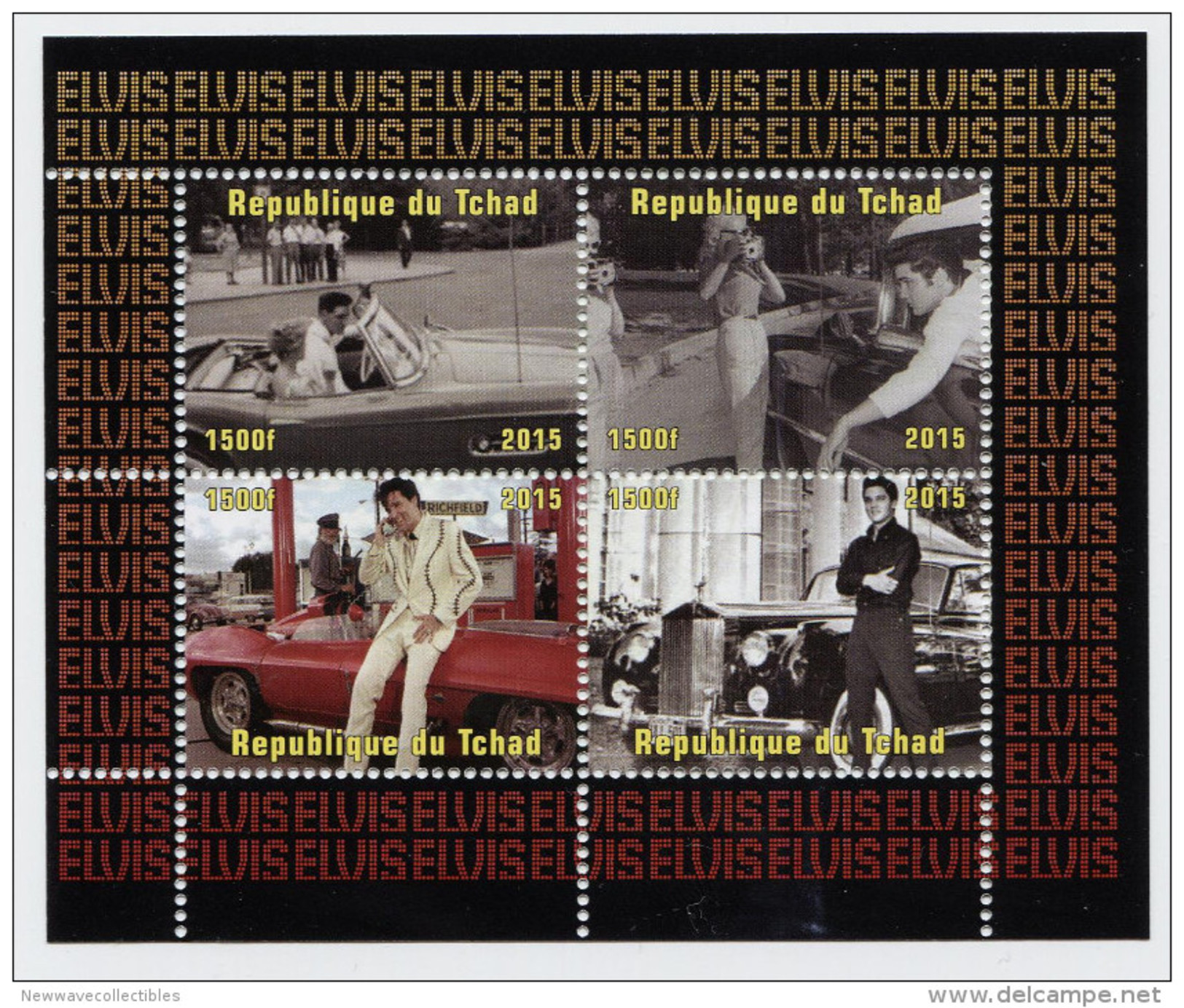 ELVIS PRESLEY'S CARS On SOUVENIR SHEET 4 STAMPS (2015),MNH,MINT,#DA26 - Elvis Presley