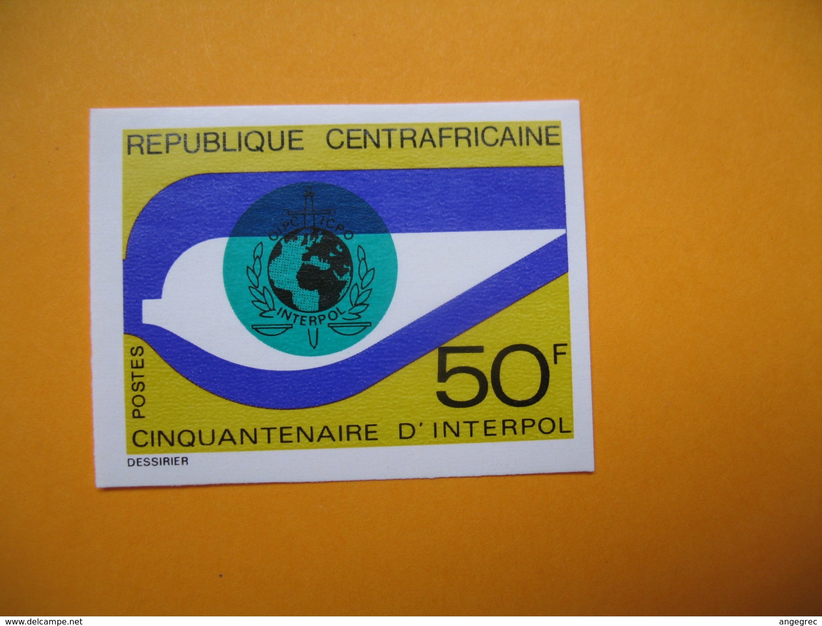 Timbre Non Dentelé  N° 212  50 ème Anniversaire D'Interpol   1973 - Centrafricaine (République)