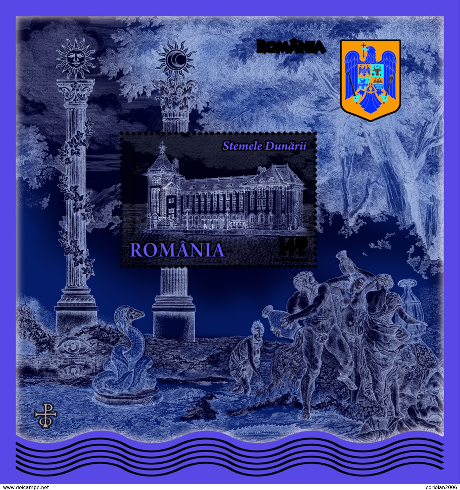 Romania 2010 / Danube's Coat Of Arms (II) / Souv. Sh. - Navigation Palace / Galati - Timbres