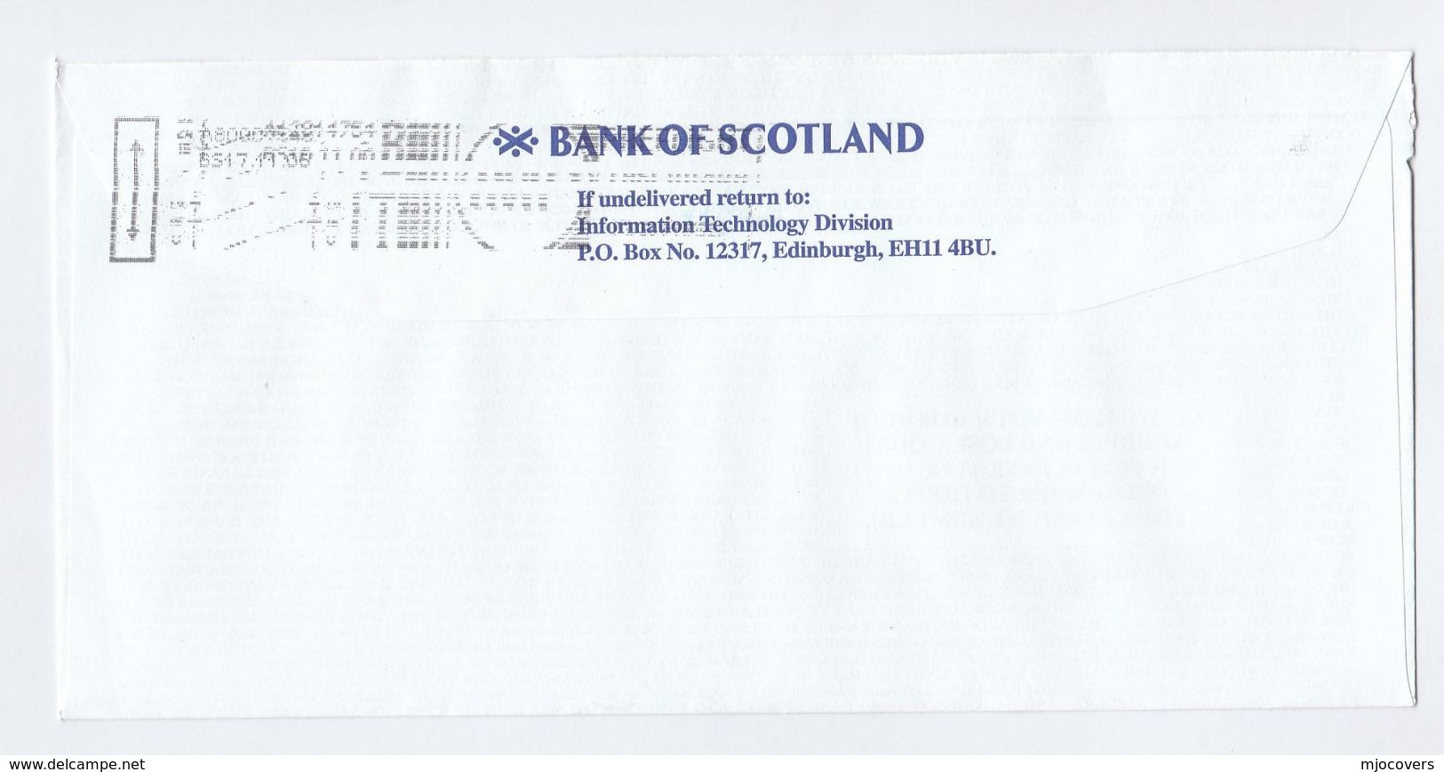 BANK Of Scotland CINDERELLA SCOTTISH BALLET ADVERT COVER   'POSTAGE PAID C9 10015 GB' Ppi Stamp Theatre Banking - Storia Postale