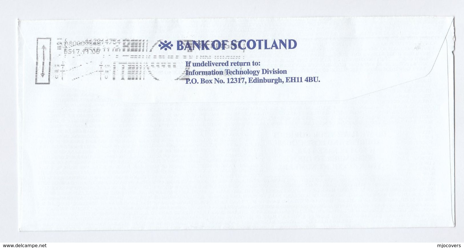 BANK Of Scotland CINDERELLA SCOTTISH BALLET ADVERT COVER   'POSTAGE PAID C9 10015 GB' Ppi Stamp Theatre Banking - Covers & Documents