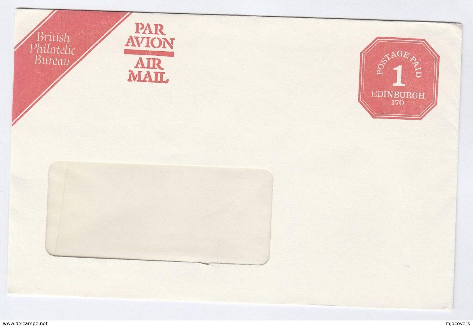 COVER Air Mail POSTAGE PAID 1 EDINBURGH 170 British Philatelic Bureau Postage Stationery GB - Covers & Documents